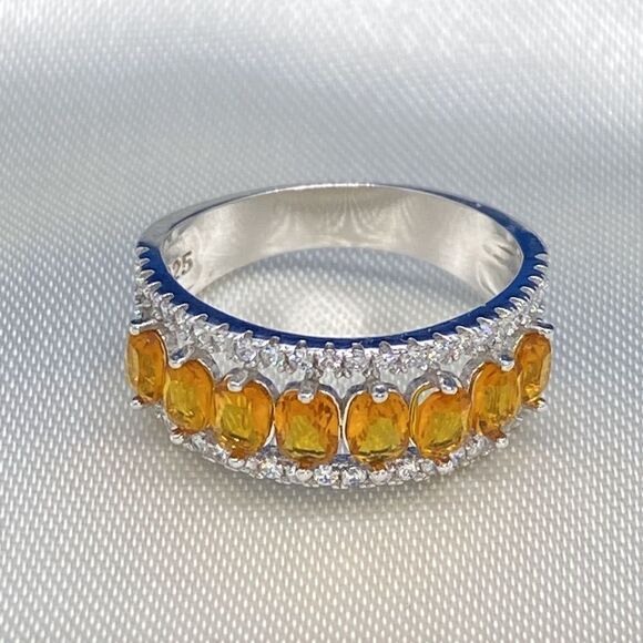 💛 925 Citrine & CZ Ring - Picture 3 of 5
